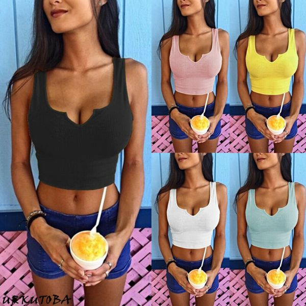 women summer v neck solid color tank straps bustier bra vest crop shirt camis, White
women summer v neck solid color tank straps bustier bra vest crop shirt camis, White
