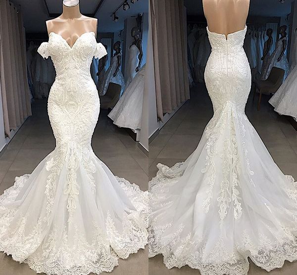 lace applique mermaid wedding dresses with sleeves 2020 modern sweetheart backless sweep train bride wedding gown abiti da sposa, White
lace applique mermaid wedding dresses with sleeves 2020 modern sweetheart backless sweep train bride wedding gown abiti da sposa, White