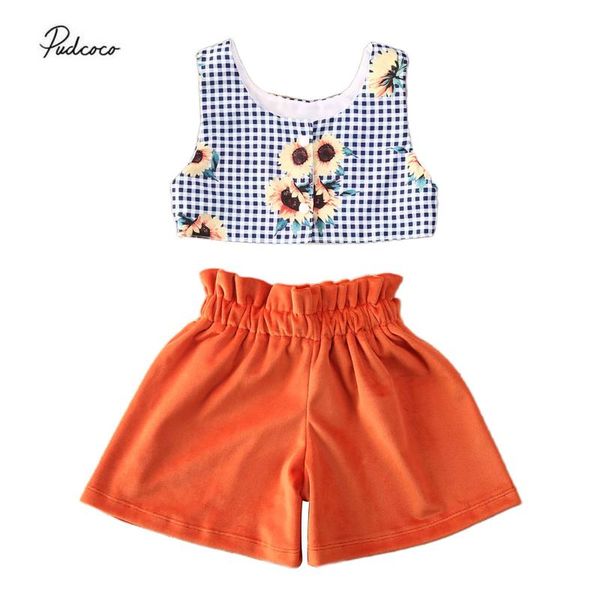 2020 summer new toddler baby girl clothes sunflower plaid vest crop orange bow shorts pants 2pcs set kids casual outfits, White
2020 summer new toddler baby girl clothes sunflower plaid vest crop orange bow shorts pants 2pcs set kids casual outfits, White