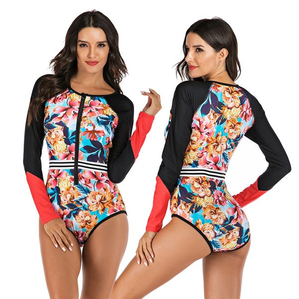 rash guard one-piece long sleeve floral patchwork quick drying waterproof swimsuit spring diving surfing swimming suit
rash guard one-piece long sleeve floral patchwork quick drying waterproof swimsuit spring diving surfing swimming suit