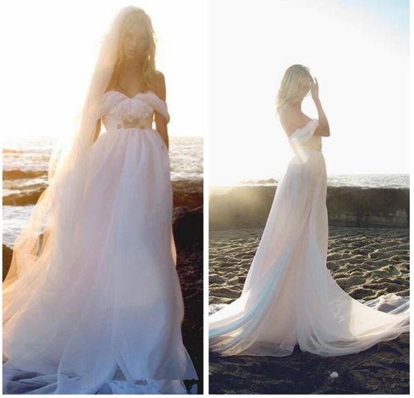 off shoulder bohemian beach wedding dresses a line summer sweep train bridal gowns plus size wedding gown, White
off shoulder bohemian beach wedding dresses a line summer sweep train bridal gowns plus size wedding gown, White