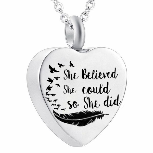 urn necklace for ashes engraved message she believed she could inspirational heart/round shape cremation urn pendant ash keepsake jewelry, Silver
urn necklace for ashes engraved message she believed she could inspirational heart/round shape cremation urn pendant ash keepsake jewelry, Silver