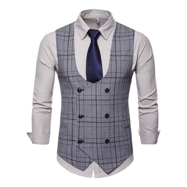 negizber fashion men's vest casual u-neck stripe plaid vest men formal vests, Black;white
negizber fashion men's vest casual u-neck stripe plaid vest men formal vests, Black;white