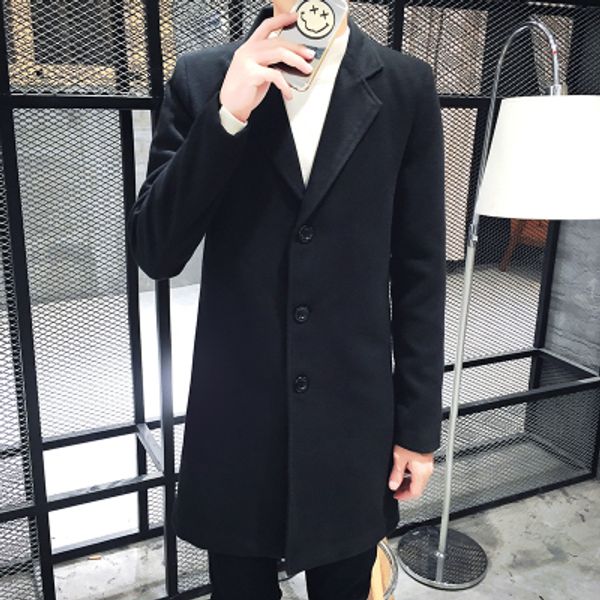 new men's winter cultivation in the long section of korean men's woolen coat tide, Black
new men's winter cultivation in the long section of korean men's woolen coat tide, Black