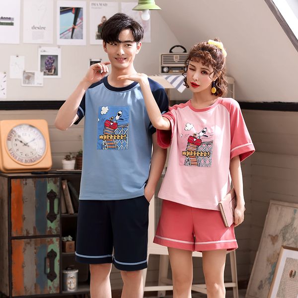 jrmissli couple cotton pyjama letter printed short sleeve sleepwear suit pajama set for men women lovers + shorts, Blue;gray
jrmissli couple cotton pyjama letter printed short sleeve sleepwear suit pajama set for men women lovers + shorts, Blue;gray