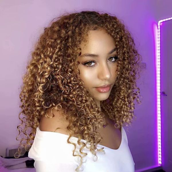 180 density afro kinky curly blonde #27 human hair silk full lace front wigs for black women natural hairline, Black;brown
180 density afro kinky curly blonde #27 human hair silk full lace front wigs for black women natural hairline, Black;brown