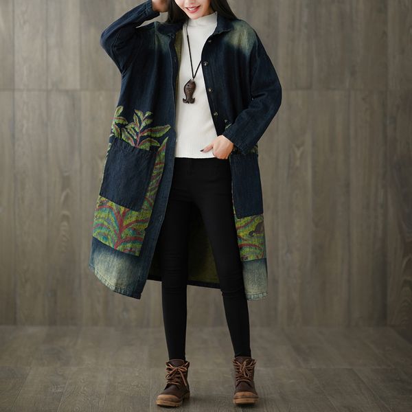 women loose printed denim trench coat outwear ladies vintage single breasted overcoat female bleached denim coat 2019 autumn, Tan;black
women loose printed denim trench coat outwear ladies vintage single breasted overcoat female bleached denim coat 2019 autumn, Tan;black