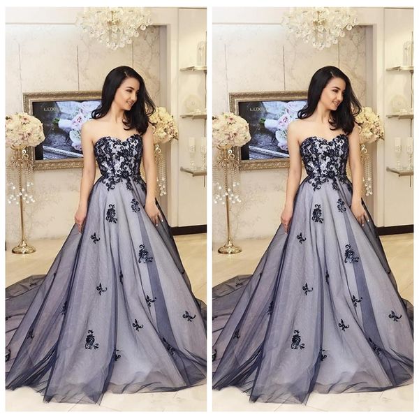 sweetheart lace appliques a-line prom dresses 2020 customized formal long women evening party gowns robe de soiree, Black
sweetheart lace appliques a-line prom dresses 2020 customized formal long women evening party gowns robe de soiree, Black