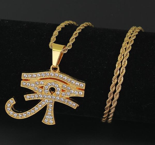 fashion hip hop egyptian amulet eye neckalce pendant chain necklace men women stainless steel gold bling jewelry, Silver 
fashion hip hop egyptian amulet eye neckalce pendant chain necklace men women stainless steel gold bling jewelry, Silver