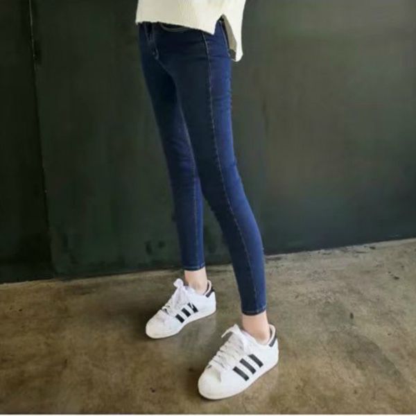 high-waisted 2019 new style spring summer jeans women's korean-style slimming elasticity black and white with pattern trousers s, Blue
high-waisted 2019 new style spring summer jeans women's korean-style slimming elasticity black and white with pattern trousers s, Blue
