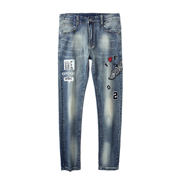 povote2020 new spring and autumn men's jeans thin korean trend straight elastic youth jeans long legs, Blue
povote2020 new spring and autumn men's jeans thin korean trend straight elastic youth jeans long legs, Blue