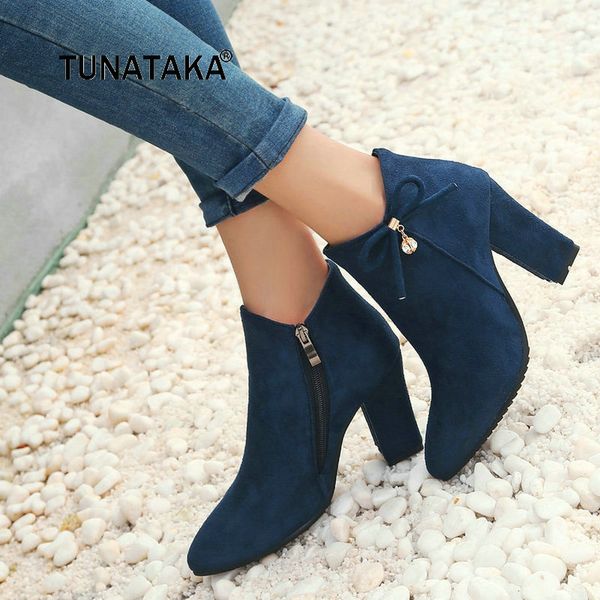 women flock thick high heel side zipper ankle boots cute bow knot pointed toe winter shoes black red blue
women flock thick high heel side zipper ankle boots cute bow knot pointed toe winter shoes black red blue