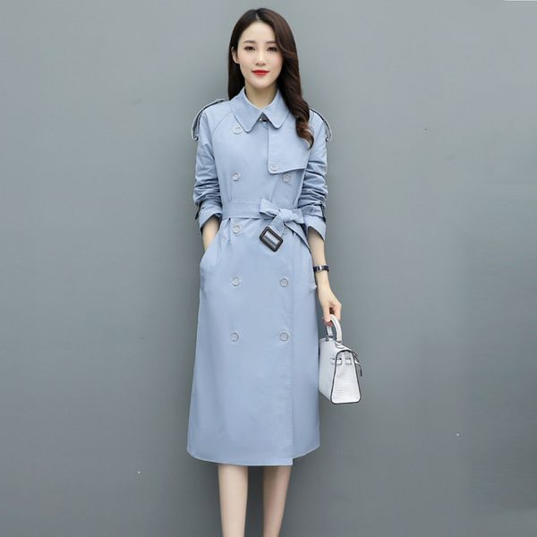 women's trench coats solid double breasted mid-length long coat fashion straight long-sleeved polyester 2021 spring women belt, Tan;black
women's trench coats solid double breasted mid-length long coat fashion straight long-sleeved polyester 2021 spring women belt, Tan;black