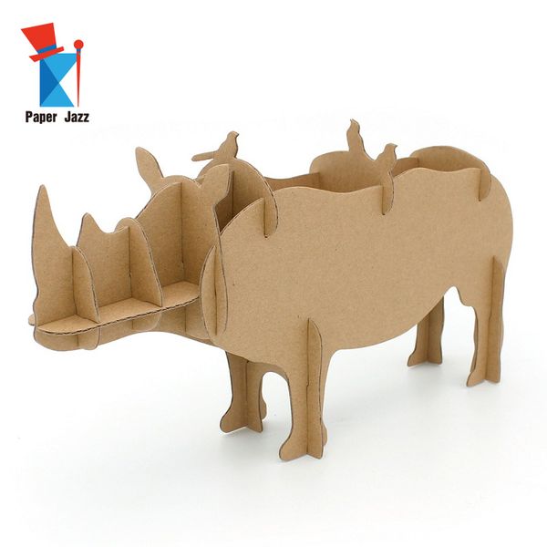 creative kids & parents diy 3d paper deskstorage box animal puzzle model storage box toys for kids