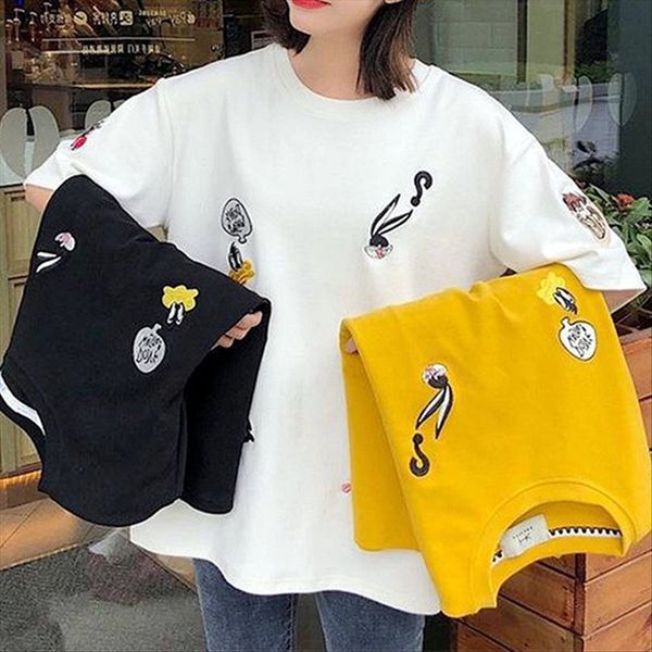 large size cartoon embroidery clothes female 2020 loose sleeve base shirt student mm casual all-match tide, White
large size cartoon embroidery clothes female 2020 loose sleeve base shirt student mm casual all-match tide, White