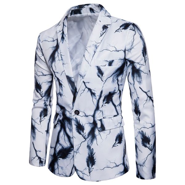 men blazers eur size single button-down suit with feather print for men fashion slim male suits new arrival brand clothing, White;black
men blazers eur size single button-down suit with feather print for men fashion slim male suits new arrival brand clothing, White;black