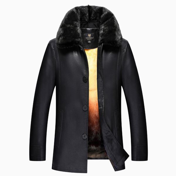 fashion men's leather jacket chaqueta cuero hombre winter warm coats fur inside and mink collar motorcycle jacket for men, Black
fashion men's leather jacket chaqueta cuero hombre winter warm coats fur inside and mink collar motorcycle jacket for men, Black