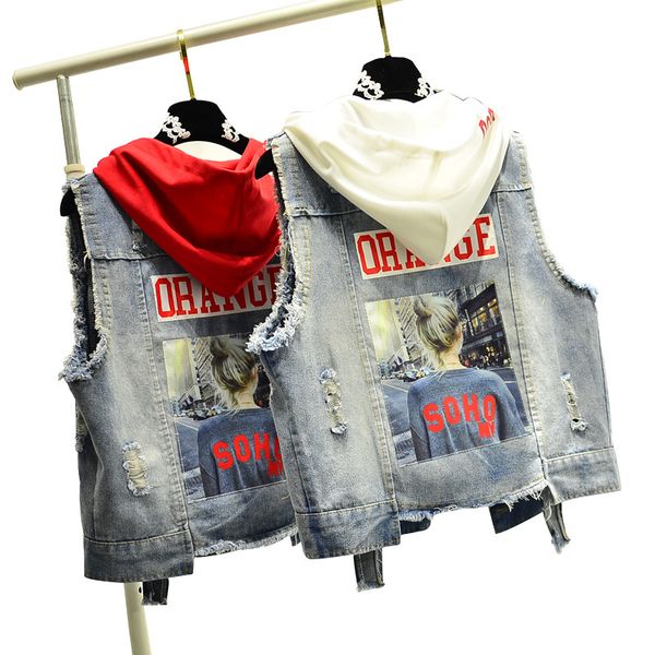 fashion hole tassel printed sleeveless vest for women casual loose veste jeans femme asymmetry vintage hooded denim vest colete, Black;white
fashion hole tassel printed sleeveless vest for women casual loose veste jeans femme asymmetry vintage hooded denim vest colete, Black;white