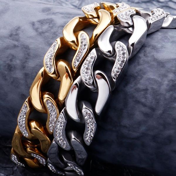 gold color bracelet men 316l stainless steel 14mm hand chain mens bracelets jewellery insert cz male jewelry accessories, Black
gold color bracelet men 316l stainless steel 14mm hand chain mens bracelets jewellery insert cz male jewelry accessories, Black