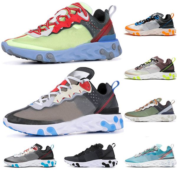 React Element 87 Undercover Mens Running Shoes Women RACER PINK Designer Sneakers Sports Mens Trainer Sail Light Bone Royal Tint 36-45 NIK