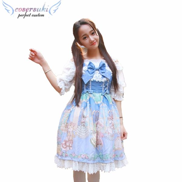 lolita prom cat princess dress jsk op chiffon ruffles lolita jumper skirt, Black;red
