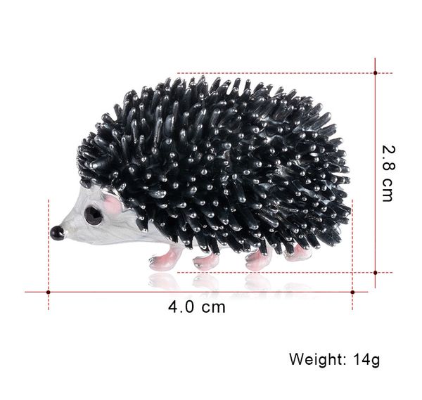 

black enamel hedgehog brooches porcupine pin kids coat bag badges fashion jewelry cute animal brooch broches wholesale, Gray