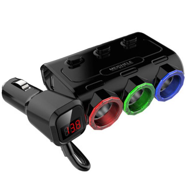 plastic multifunctional dual usb car supplies colorful lights digital display car charger cigarette lighter three in one 120w
plastic multifunctional dual usb car supplies colorful lights digital display car charger cigarette lighter three in one 120w