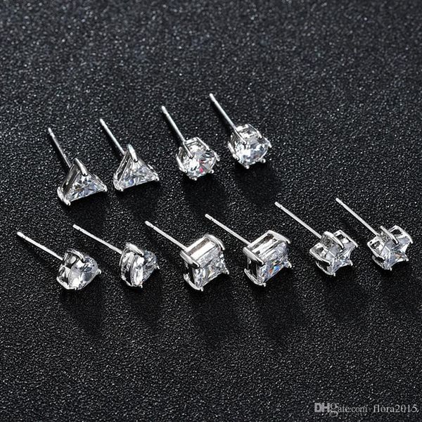 white gold color plated simple heart star triangle round square shape cubic zircon fashion stud earrings for women gift, Golden;silver
white gold color plated simple heart star triangle round square shape cubic zircon fashion stud earrings for women gift, Golden;silver