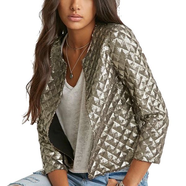 2019 women's jacket golden sequined outwears without zipper casaco feminino new fashion short paragraph cardigan jacket, Black;brown
2019 women's jacket golden sequined outwears without zipper casaco feminino new fashion short paragraph cardigan jacket, Black;brown