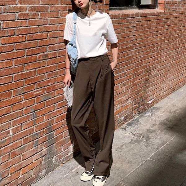 women's wide leg pocket pants 2020 new high waist casual loose straight leg pants women trousers korean harem, Black;white
women's wide leg pocket pants 2020 new high waist casual loose straight leg pants women trousers korean harem, Black;white