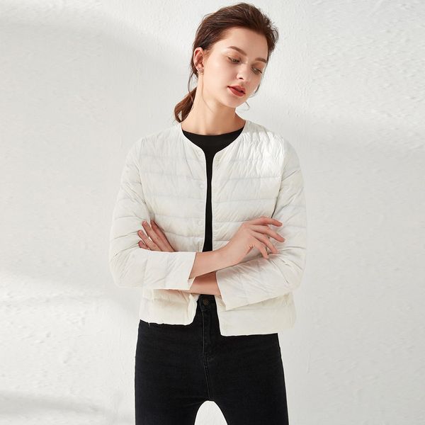 women's casual o-neck light coat new ultra light white duck down jacket slim solid color short button pocket down jackets, Black
women's casual o-neck light coat new ultra light white duck down jacket slim solid color short button pocket down jackets, Black