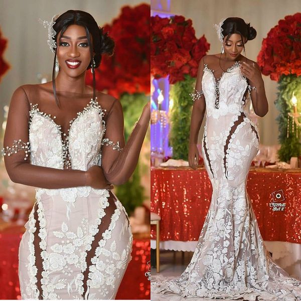 south african mermaid wedding dresses plus size sheer neck lace beaded bridal gowns 2020 vestidos de novia, White
south african mermaid wedding dresses plus size sheer neck lace beaded bridal gowns 2020 vestidos de novia, White