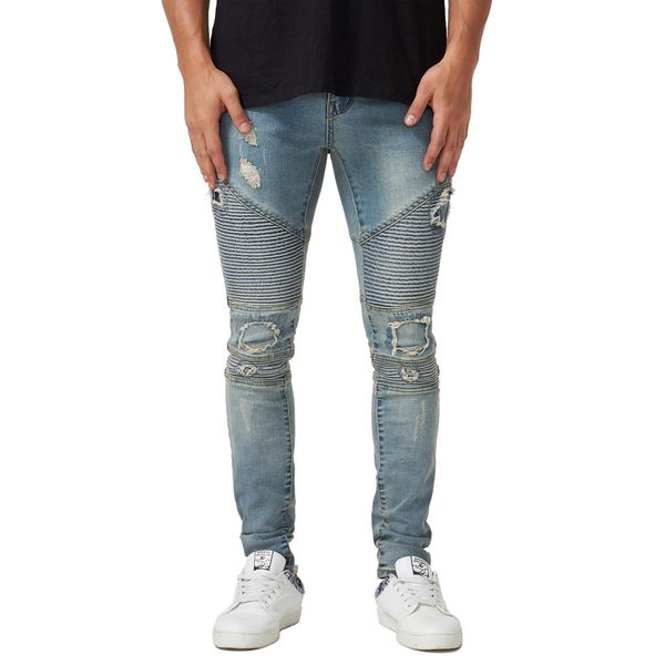 biker mens jeans hole pencil motorcycle cool new summer fashion style slim fit casual urban wind pants, Blue
biker mens jeans hole pencil motorcycle cool new summer fashion style slim fit casual urban wind pants, Blue