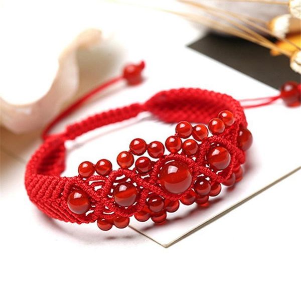 natural red gems charm bracelets for women handmade braiding adjustable red thread bracelets waistbands jewelry pulseiras, Black
natural red gems charm bracelets for women handmade braiding adjustable red thread bracelets waistbands jewelry pulseiras, Black
