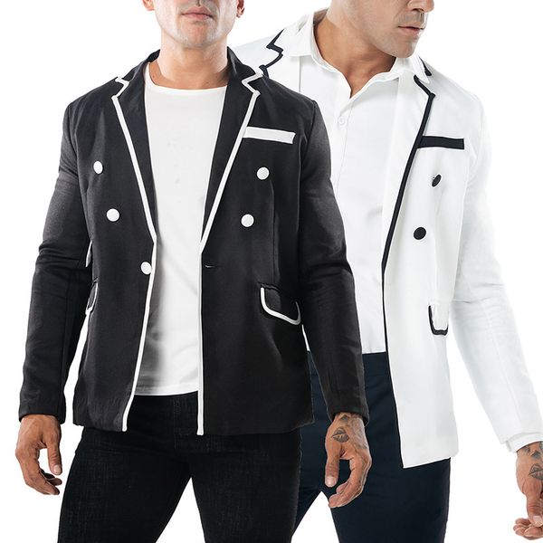 casual men suit cotton blazer jacket spring models solid color edging design one button men's lapel suits blazer casaco feminino, White;black
casual men suit cotton blazer jacket spring models solid color edging design one button men's lapel suits blazer casaco feminino, White;black