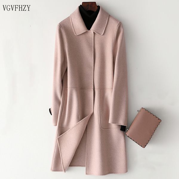 2019 autumn winter natural wool coats ladies handmade double-sided cashmere korean slim jacket vintage long coat, Black
2019 autumn winter natural wool coats ladies handmade double-sided cashmere korean slim jacket vintage long coat, Black