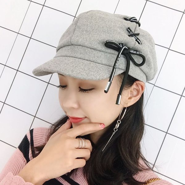 new korean personality shoelace suede beret woman chamois octagonal hats lovers fashion joker autumn and winter painter hat, Blue;gray
new korean personality shoelace suede beret woman chamois octagonal hats lovers fashion joker autumn and winter painter hat, Blue;gray