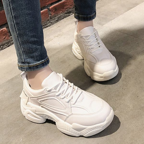 autumn chunky women 2019 brand leather platform white sneakers running shoes woman trainers basket femme mx200425, Black
autumn chunky women 2019 brand leather platform white sneakers running shoes woman trainers basket femme mx200425, Black