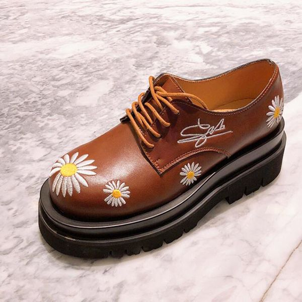 british style real cowhide embroidered small daisy thick bottom shoes woman wedge brogue oxford shoes for women platform size 40, Black
british style real cowhide embroidered small daisy thick bottom shoes woman wedge brogue oxford shoes for women platform size 40, Black