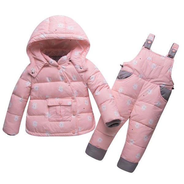 down winter children's clothing sets warm boy ski suits snowsuits real fur girl's down jackets outerwear coat+suspender jumpsuit, Blue;gray