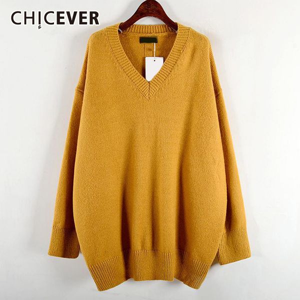 chicever korean knitted sweater women v neck long sleeve oversize loose irregular pullover female sweaters 2019 autumn winter, White;black
chicever korean knitted sweater women v neck long sleeve oversize loose irregular pullover female sweaters 2019 autumn winter, White;black