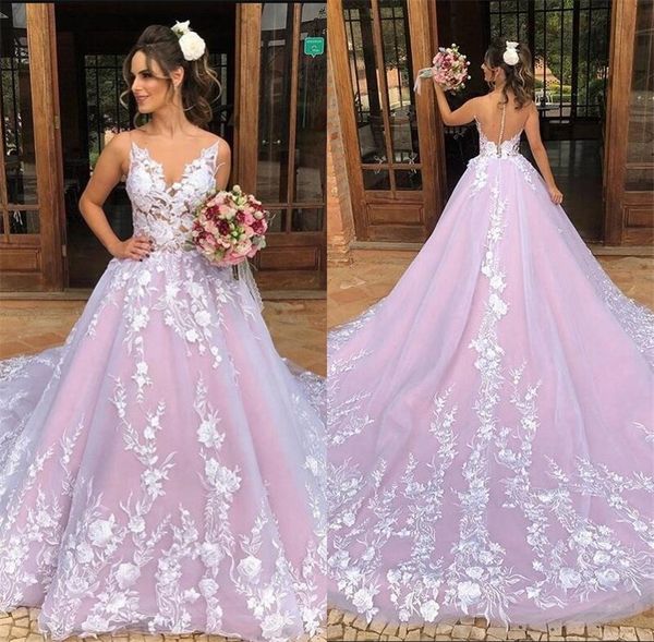 purple pink 2020 wedding dresses a line lace applique illusion sheer backless long court train colorful bridal gowns vestido de quinceañera, White
purple pink 2020 wedding dresses a line lace applique illusion sheer backless long court train colorful bridal gowns vestido de quinceañera, White
