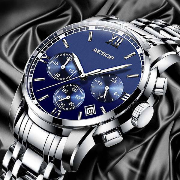 montre homme 2019 aesop men's watch quartz watch stainless steel business watches wrist waterproof luminous relogio masculino, Slivery;brown
montre homme 2019 aesop men's watch quartz watch stainless steel business watches wrist waterproof luminous relogio masculino, Slivery;brown