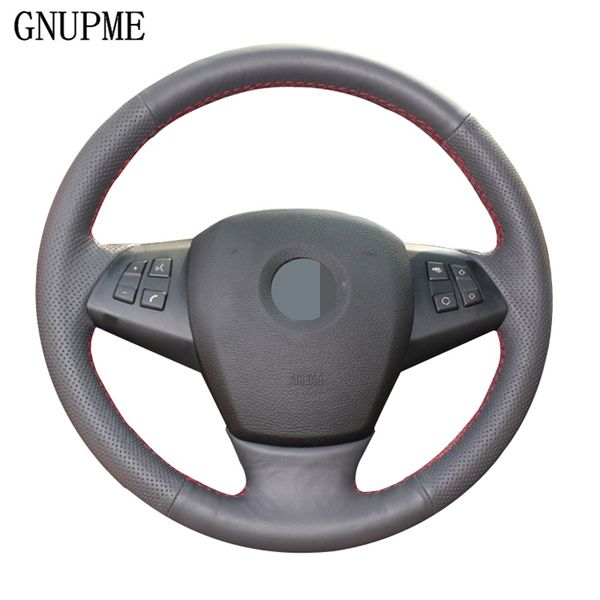 

gnupme black hand-stitched artificial leather diy car steering wheel cover for e70 x5 2008-2014 x6 e71 2008-2015