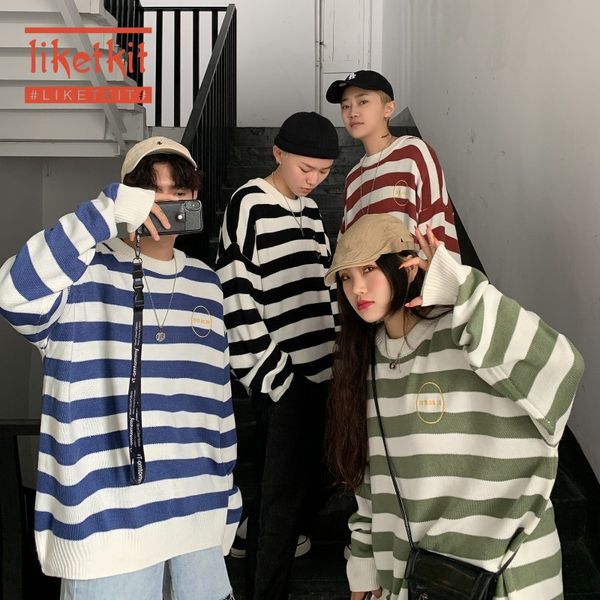liketkit 2020 spring new sweater men korean couple striped embroidery o-neck oversize pullovers male loose fashion basic sweater, White;black
liketkit 2020 spring new sweater men korean couple striped embroidery o-neck oversize pullovers male loose fashion basic sweater, White;black