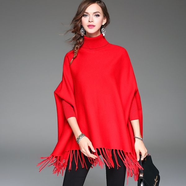 spring autumn new design high end women tassel batwing sleeve sweater fashion cloak design knit pullovers red black r2312
spring autumn new design high end women tassel batwing sleeve sweater fashion cloak design knit pullovers red black r2312
