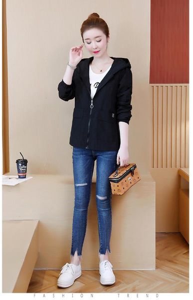 2019 spring autumn new korean fashion short jacket female long-sleeved hooded casual women's jacket w489, Black;brown
2019 spring autumn new korean fashion short jacket female long-sleeved hooded casual women's jacket w489, Black;brown