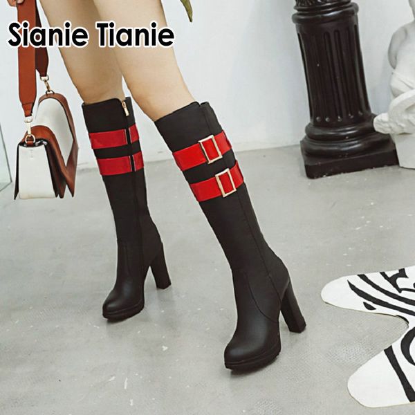 sianie tianie 2019 winter round toe big buckle block super high heels platform woman boots zip women knee high boots size 33-43, Black
sianie tianie 2019 winter round toe big buckle block super high heels platform woman boots zip women knee high boots size 33-43, Black