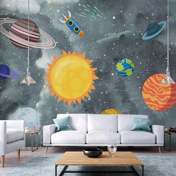 custom 3d mural wallpaper cartoon hand painted universe planet rocket kids room bedroom waterproof self-adhesive wall sticker
custom 3d mural wallpaper cartoon hand painted universe planet rocket kids room bedroom waterproof self-adhesive wall sticker