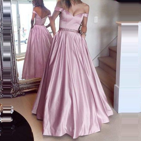fashion silk satin shiny pink beaded crystal off shoulder backless 2020 formal prom dresses with pockets long evening party gowns guest, Black;red
fashion silk satin shiny pink beaded crystal off shoulder backless 2020 formal prom dresses with pockets long evening party gowns guest, Black;red